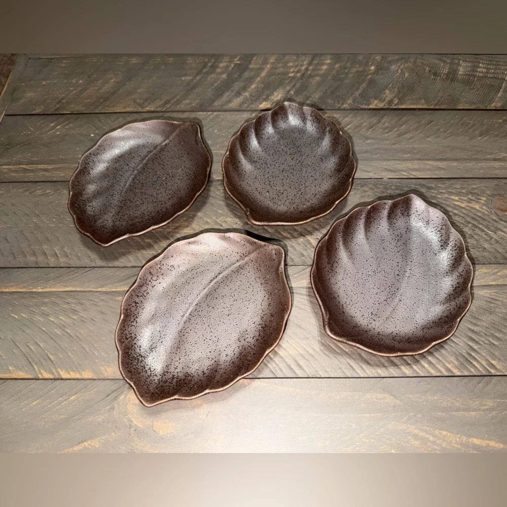 Elegant Brown Leaf-Shaped coasters,‎ plates, candle holders, small plant holder